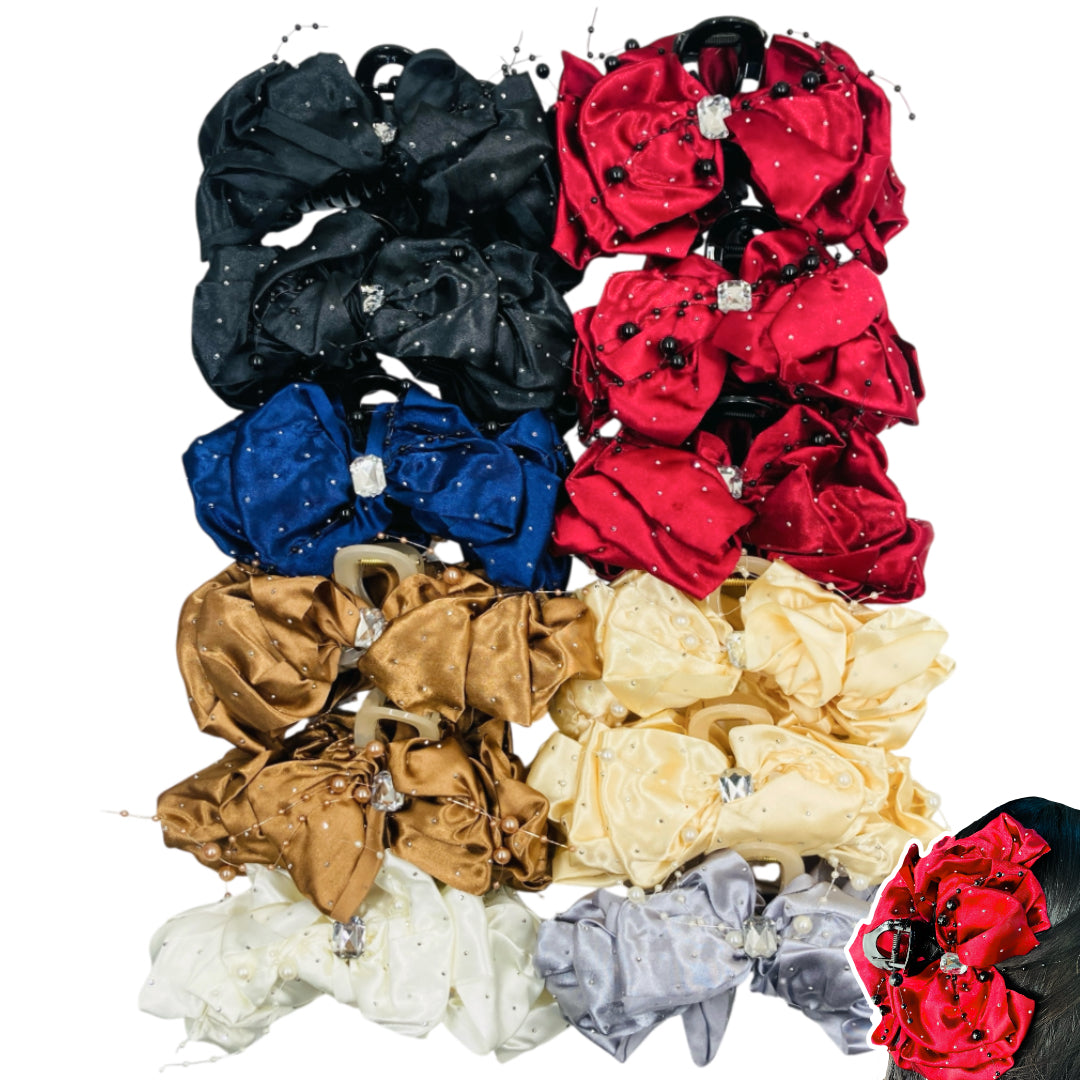 AB-1342 (12 pcs) Fabric 13 cm Hair Clamp