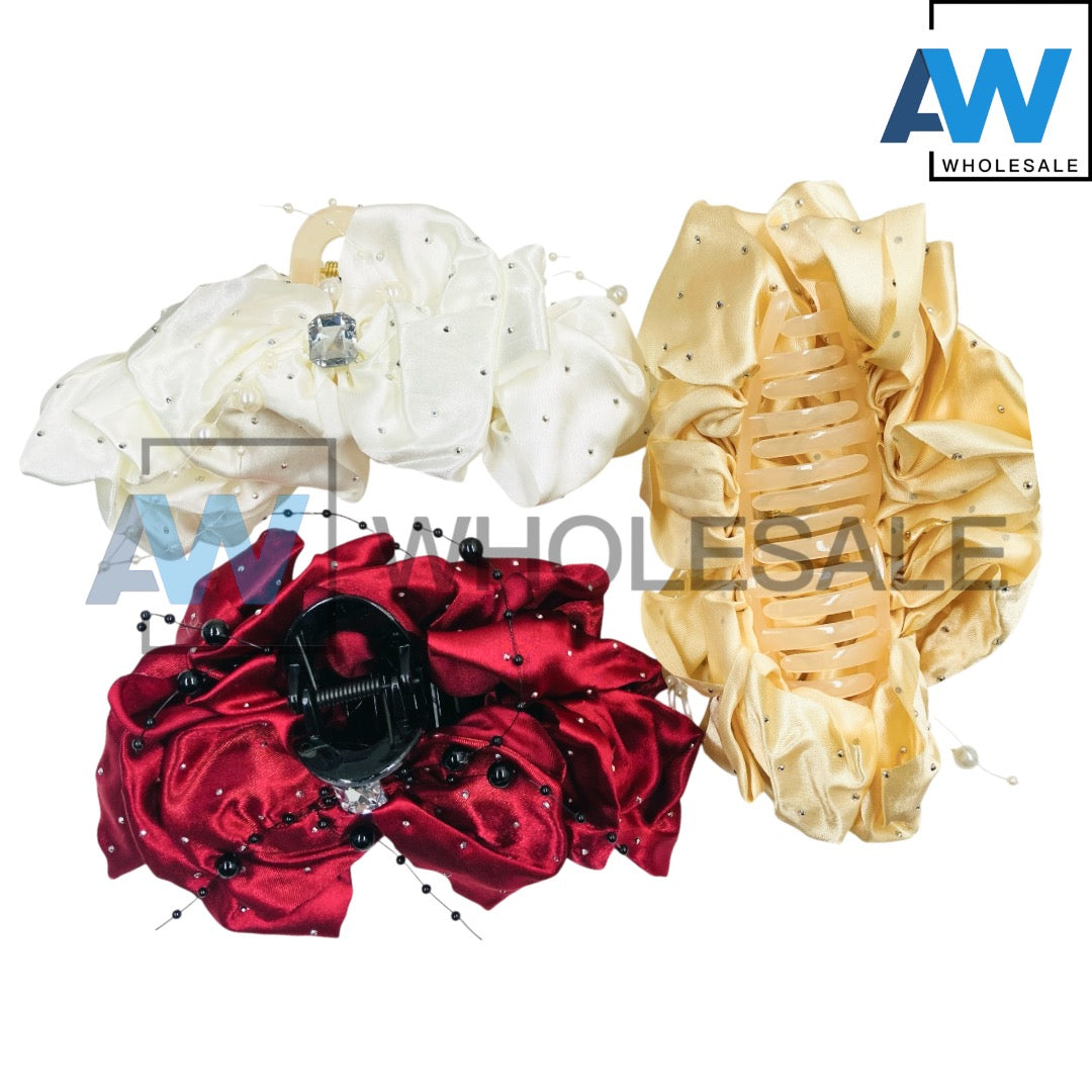 AB-1342 (12 pcs) Fabric 13 cm Hair Clamp