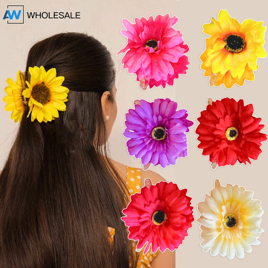 AB-1344 (12 pcs) Sunflower 11 cm Hair Clamps