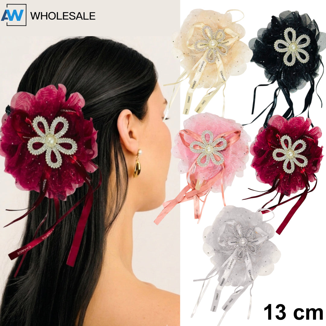 AB-1346 (12 pcs) Fabric 13 cm Hair Clamps