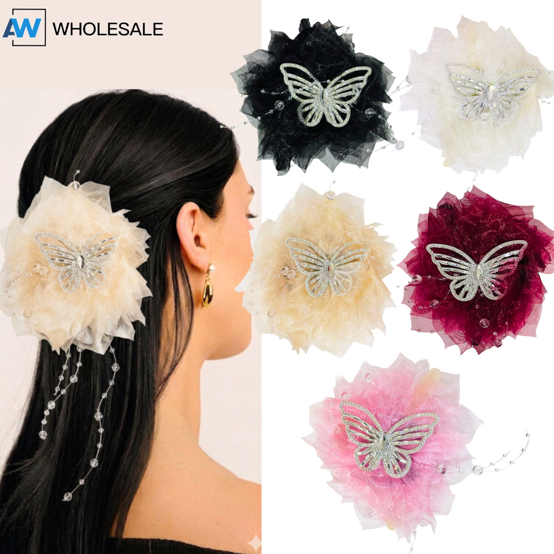 AB-1347 (12 pcs) Fabric 13 cm Hair Clamps