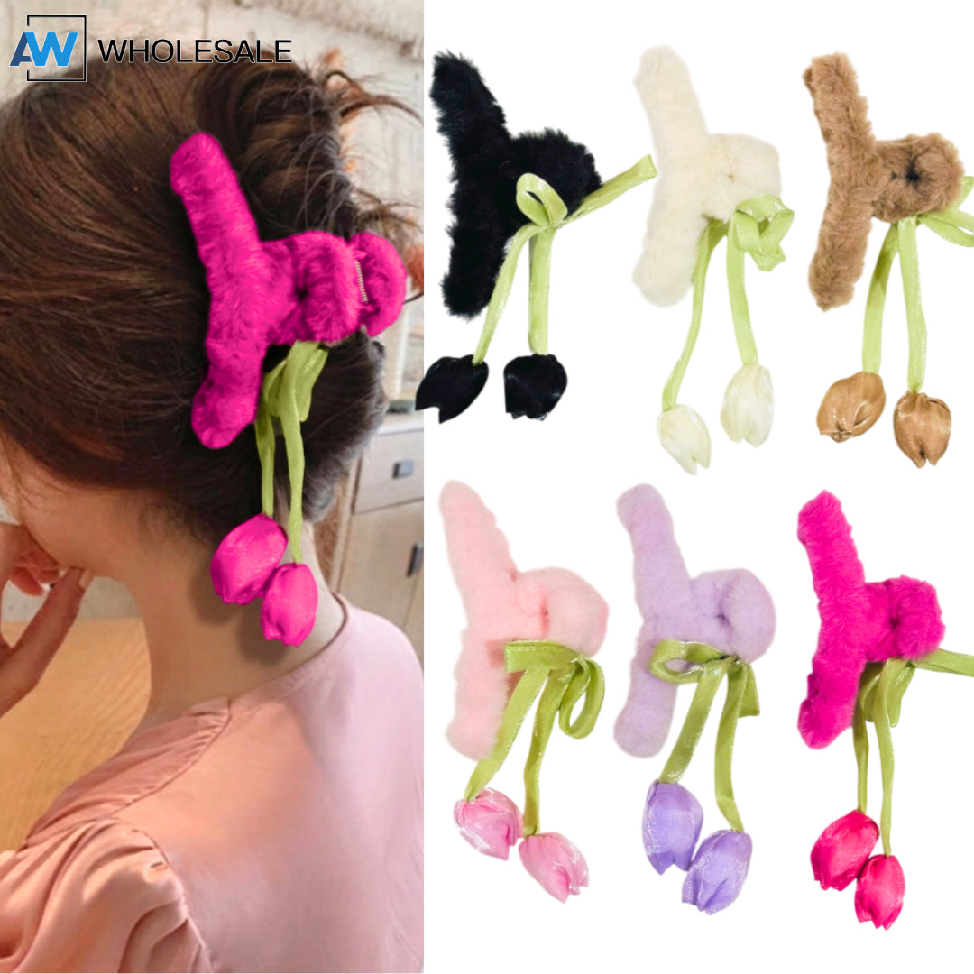 AB-1350 (12 pcs) Faux Fur 11 cm Hair Clamps