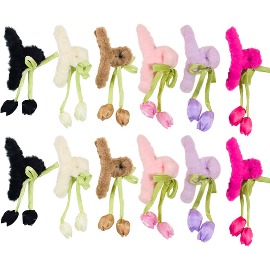 AB-1350 (12 pcs) Faux Fur 11 cm Hair Clamps