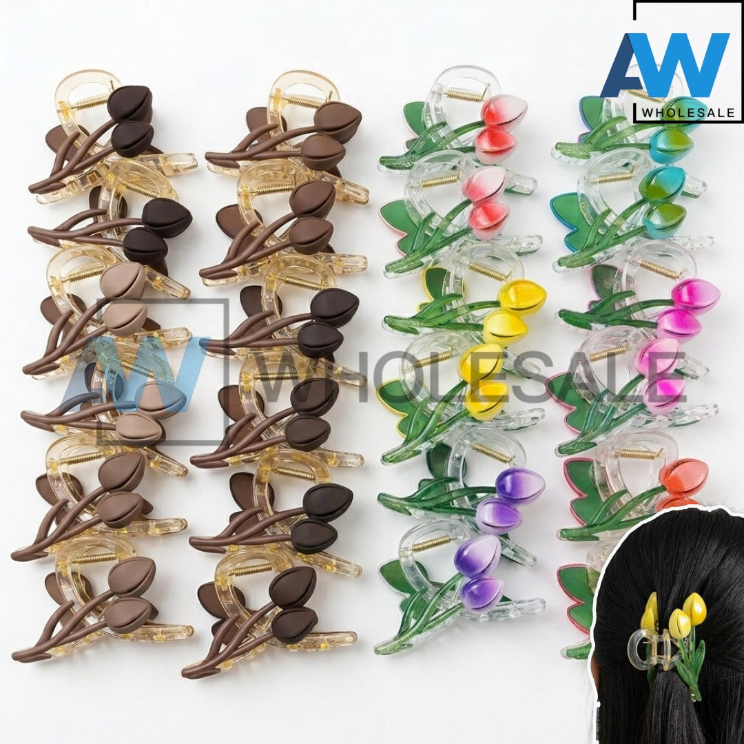 AB-1357 (12 pcs) Transparent 8 cm Hair Clamps