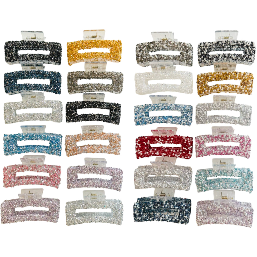 AB-1383 (12 pcs) Rhinestone 11 cm Hair Clamps