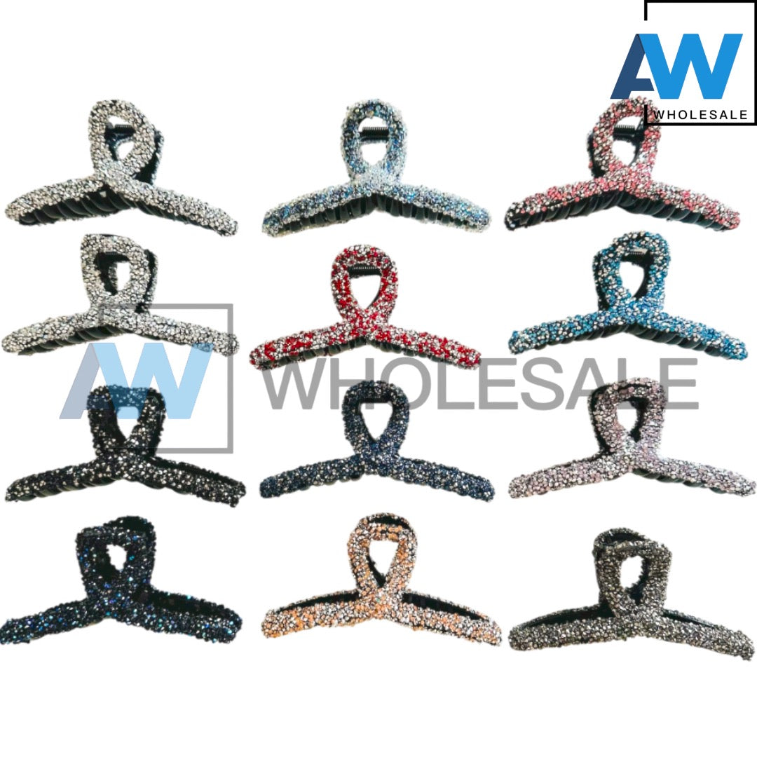 AB-1384 (12 pcs) Rhinestone 11 cm Hair Clamps