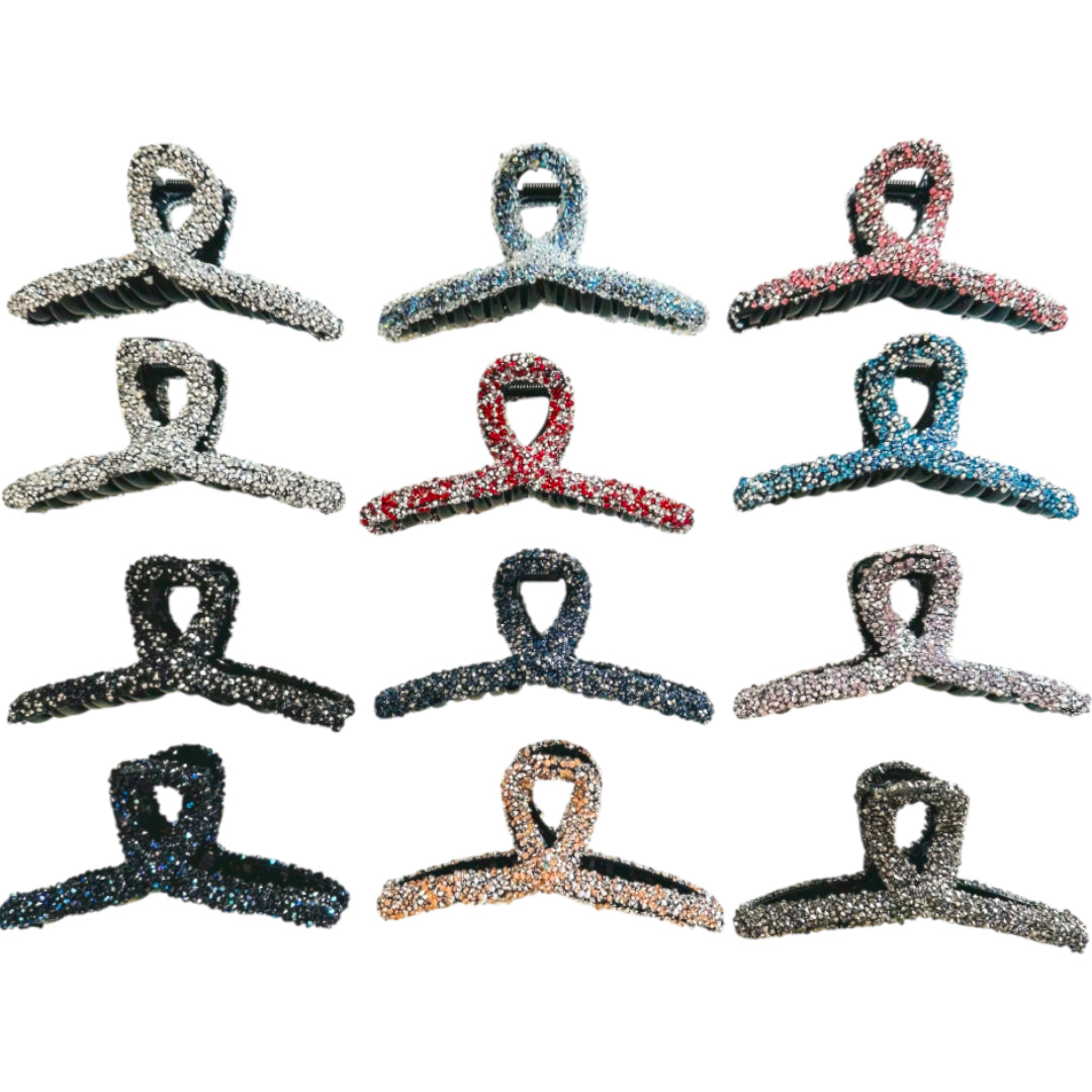 AB-1384 (12 pcs) Rhinestone 11 cm Hair Clamps