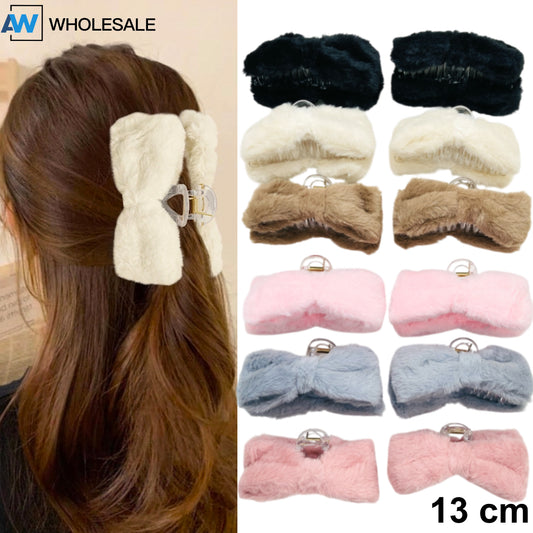 AB-1385 (12 pcs) Faux Fur 13 cm Hair Clamps