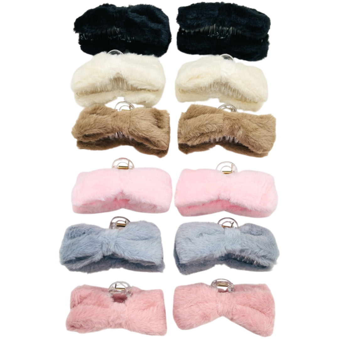 AB-1385 (12 pcs) Faux Fur 13 cm Hair Clamps