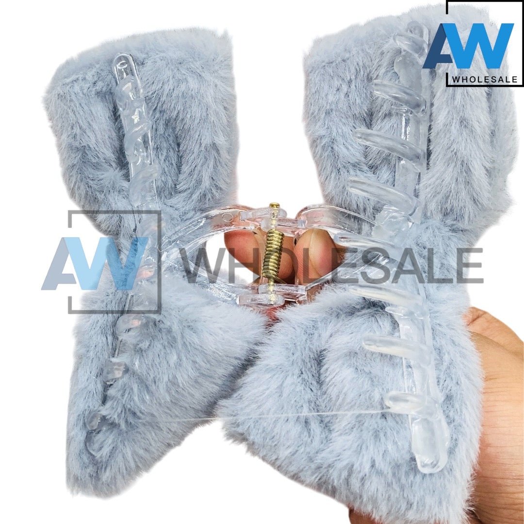 AB-1385 (12 pcs) Faux Fur 13 cm Hair Clamps