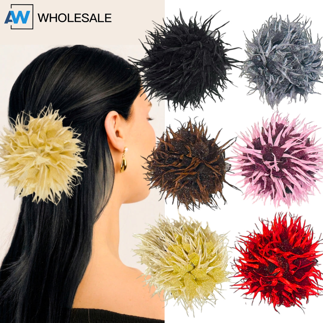 AB-1387 (12 pcs) Fabric 13 cm Hair Clamps