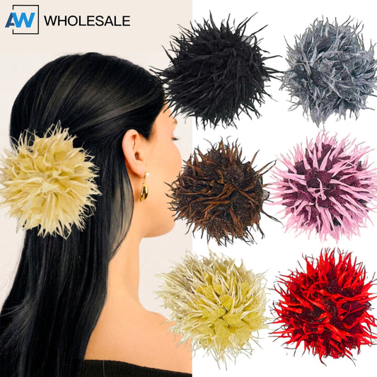 AB-1387 (12 pcs) Fabric 13 cm Hair Clamps
