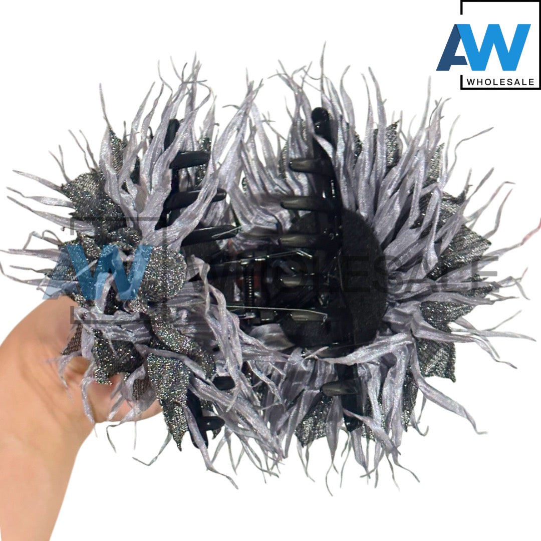 AB-1387 (12 pcs) Fabric 13 cm Hair Clamps
