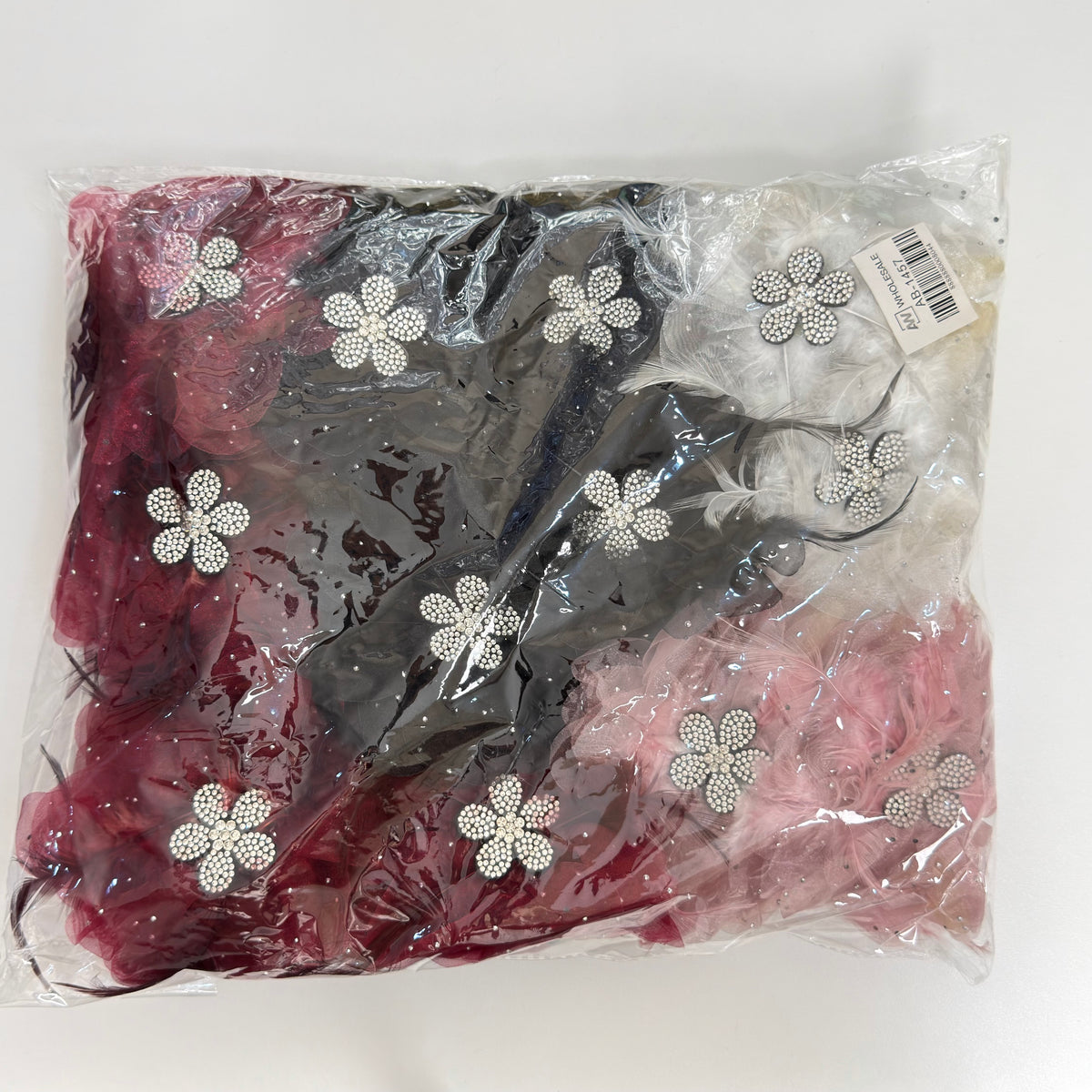 AB-1457 (12 pcs) 13cm Feather Flower Hair Claw