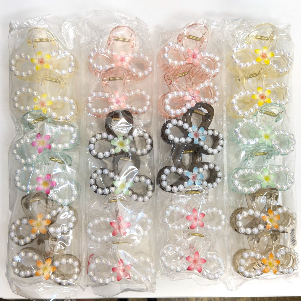 AB-1481 (12 pcs) 8.5cm Flower Transparent Hair Clamp