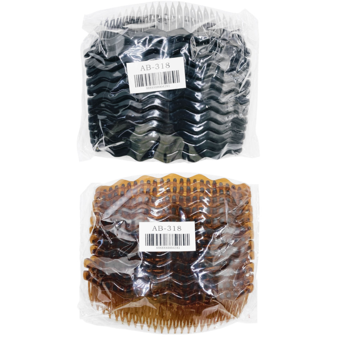AB-318 (12 pcs) Sem-Transparent Side Combs