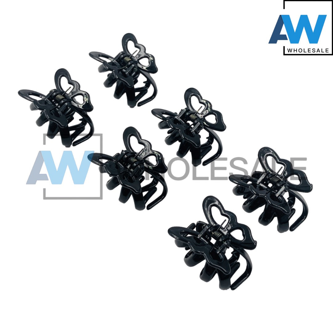 AB-321 (12 pcs) Glossy Butterfly Hair Clamps