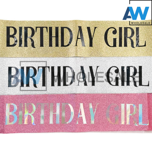 PS-500 (1 pc) Glittered Birthday Girl Sash