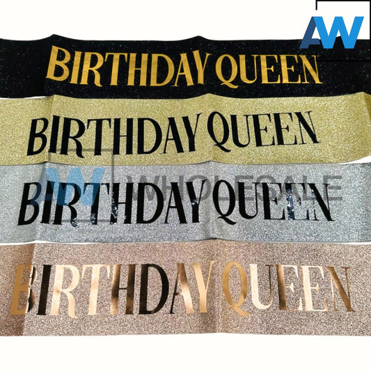 PS-501 (1 pc) Glittered Birthday Queen Sash