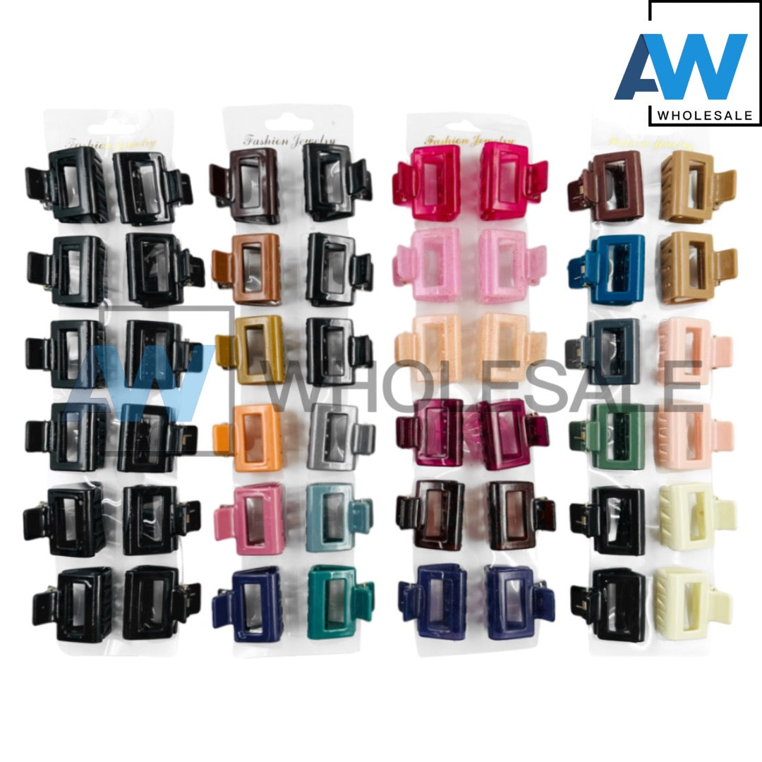 AB-549 (12 pcs) Glossy Rectangle Hair Clamps