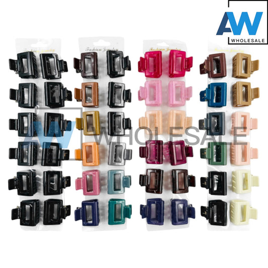 AB-549 (12 pcs) Glossy Rectangle Hair Clamps