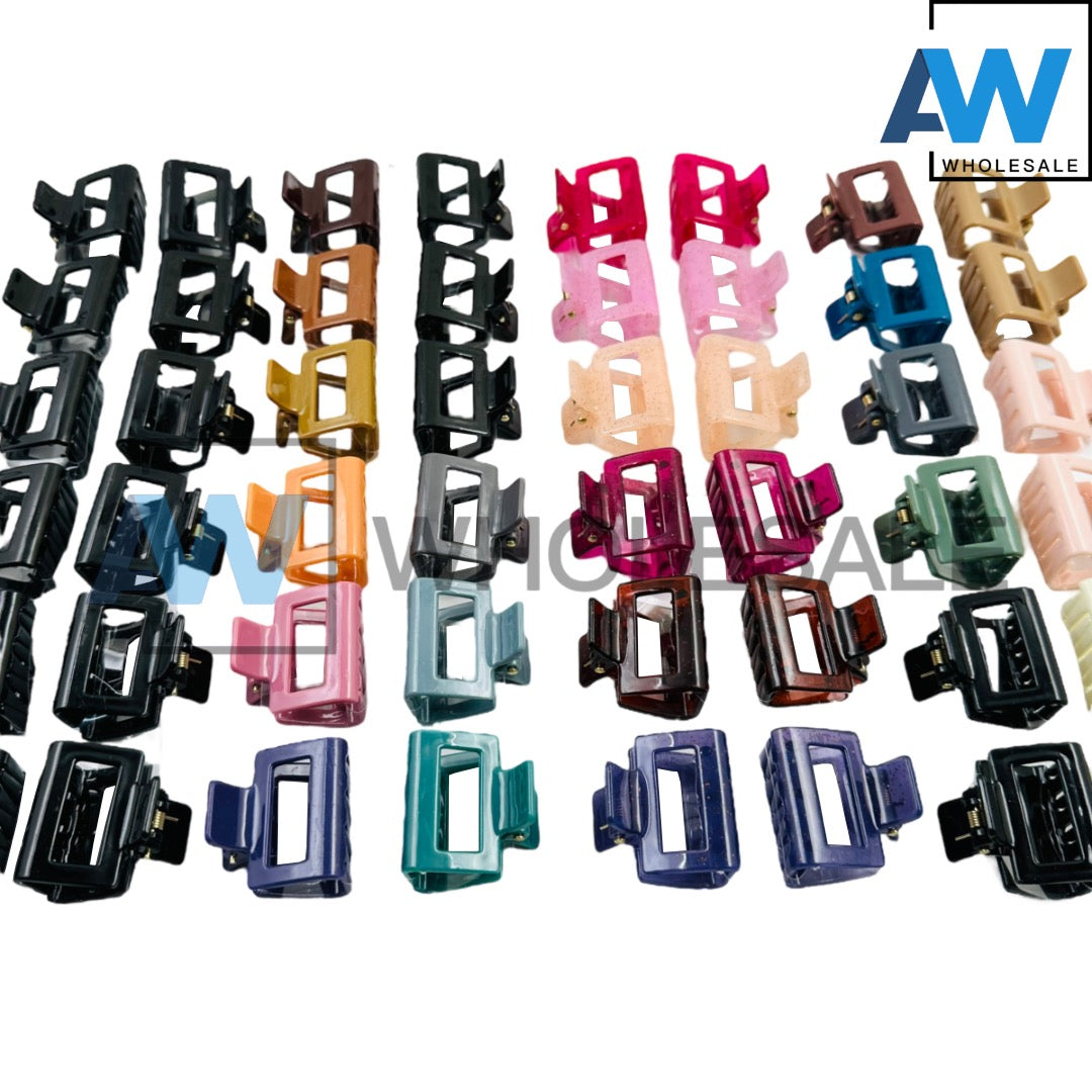 AB-549 (12 pcs) Glossy Rectangle Hair Clamps