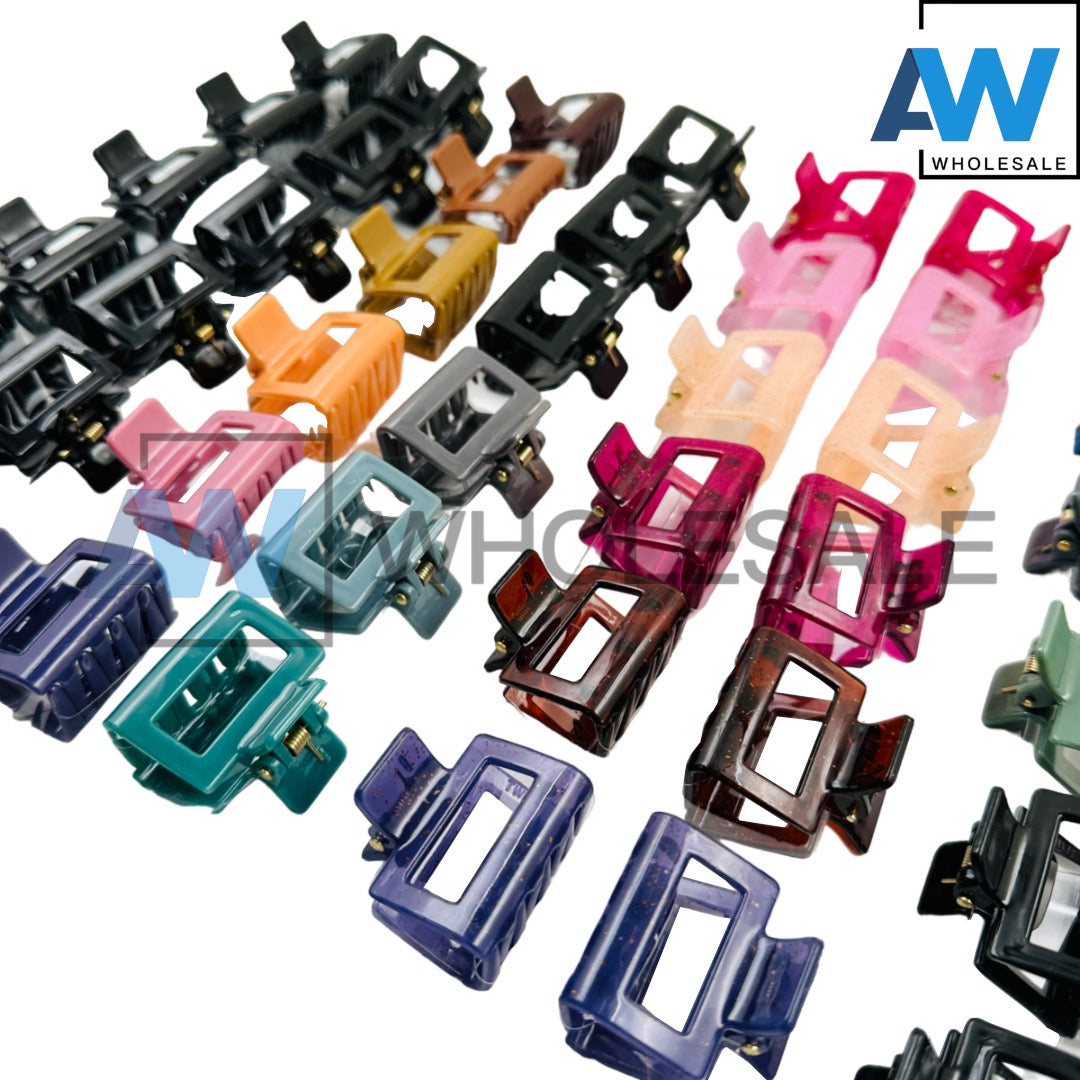 AB-549 (12 pcs) Glossy Rectangle Hair Clamps