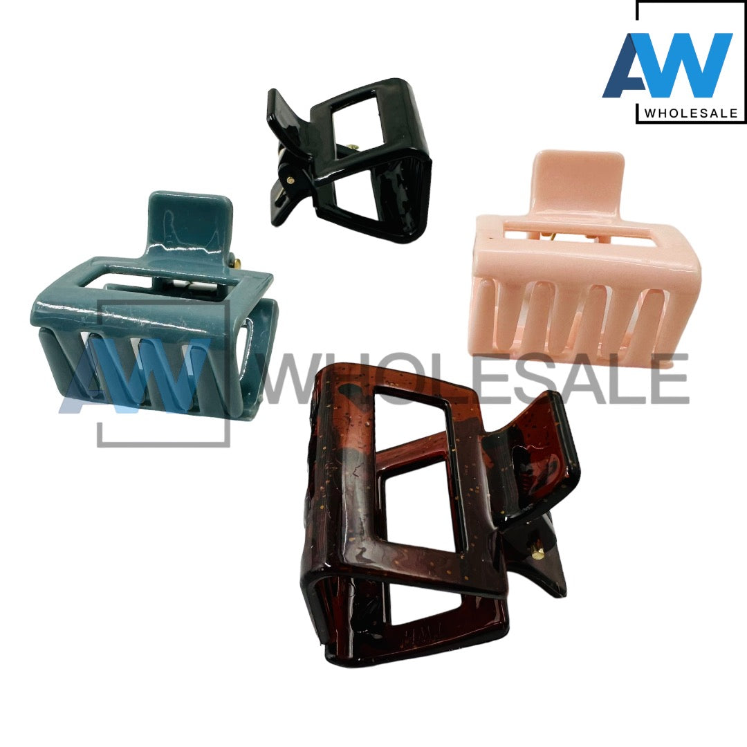 AB-549 (12 pcs) Glossy Rectangle Hair Clamps