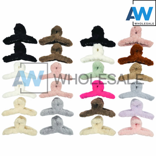 AB-555A (12 pcs) Faux Fur 13 cm Hair Clamps
