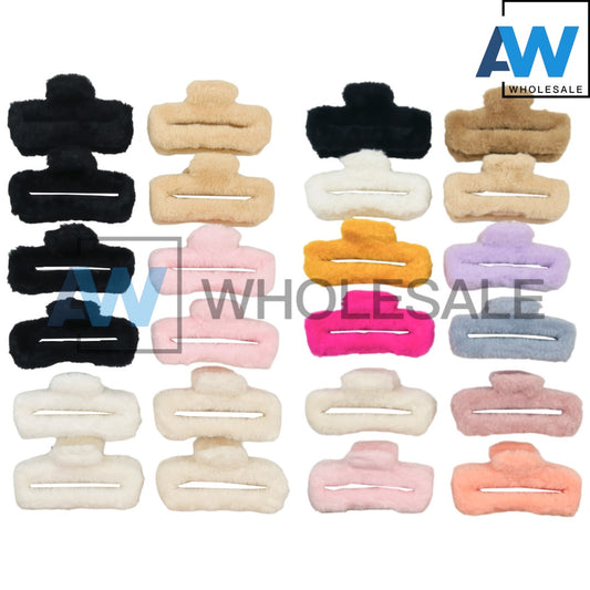 AB-555 (12 pcs) Faux Fur 13 cm Hair Clamps