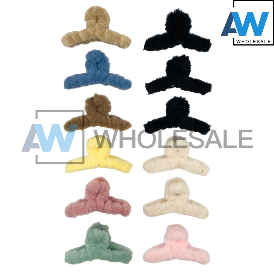 AB-558A (12 pcs) Faux Fur 11 cm Hair Clamps