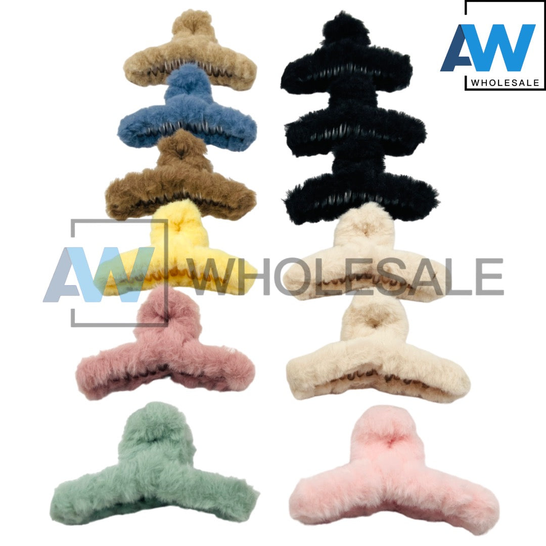 AB-558A (12 pcs) Faux Fur 11 cm Hair Clamps