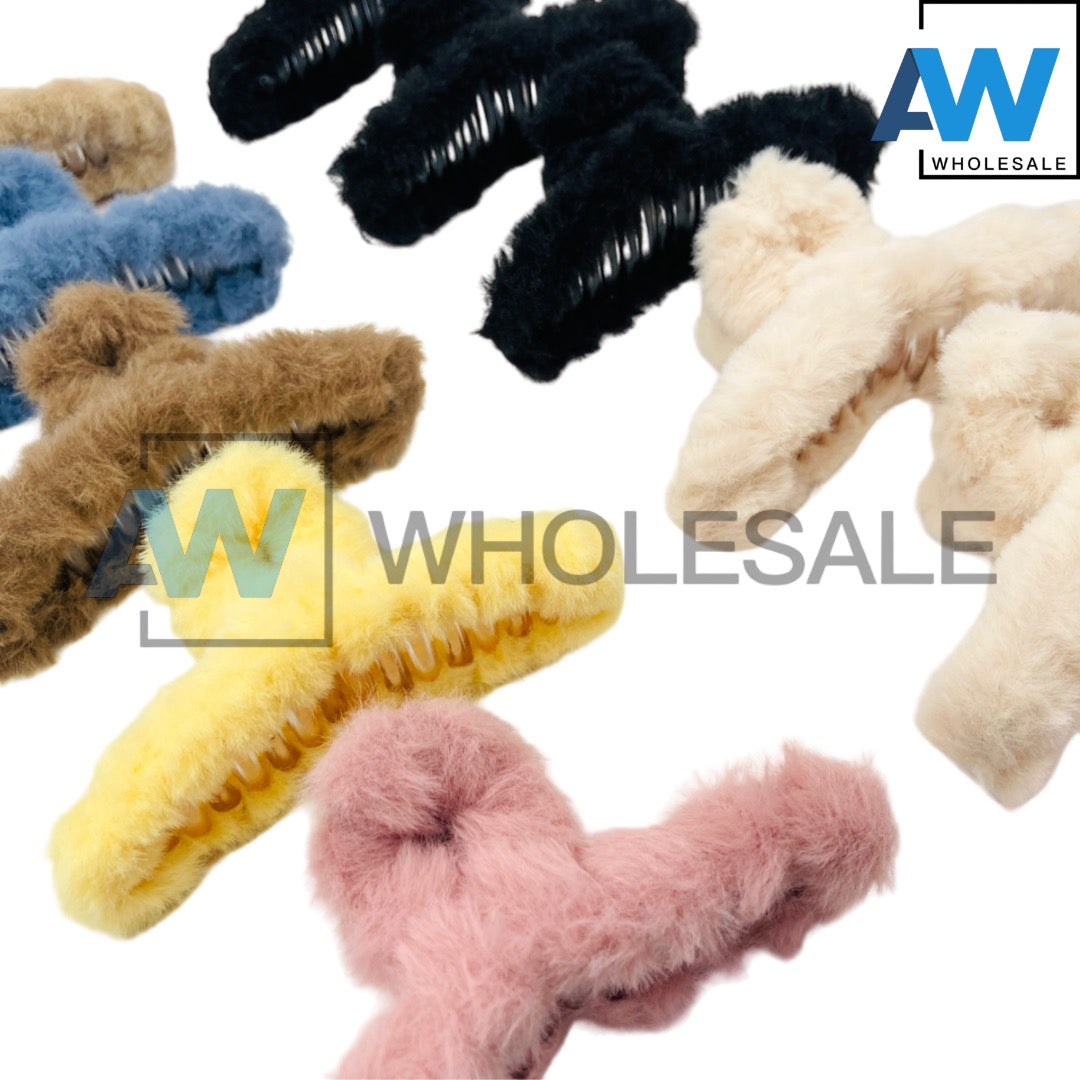 AB-558A (12 pcs) Faux Fur 11 cm Hair Clamps