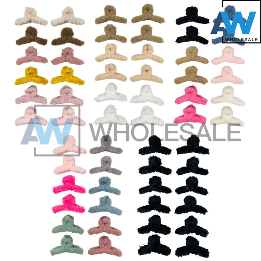 AB-558A (12 pcs) Faux Fur 11 cm Hair Clamps