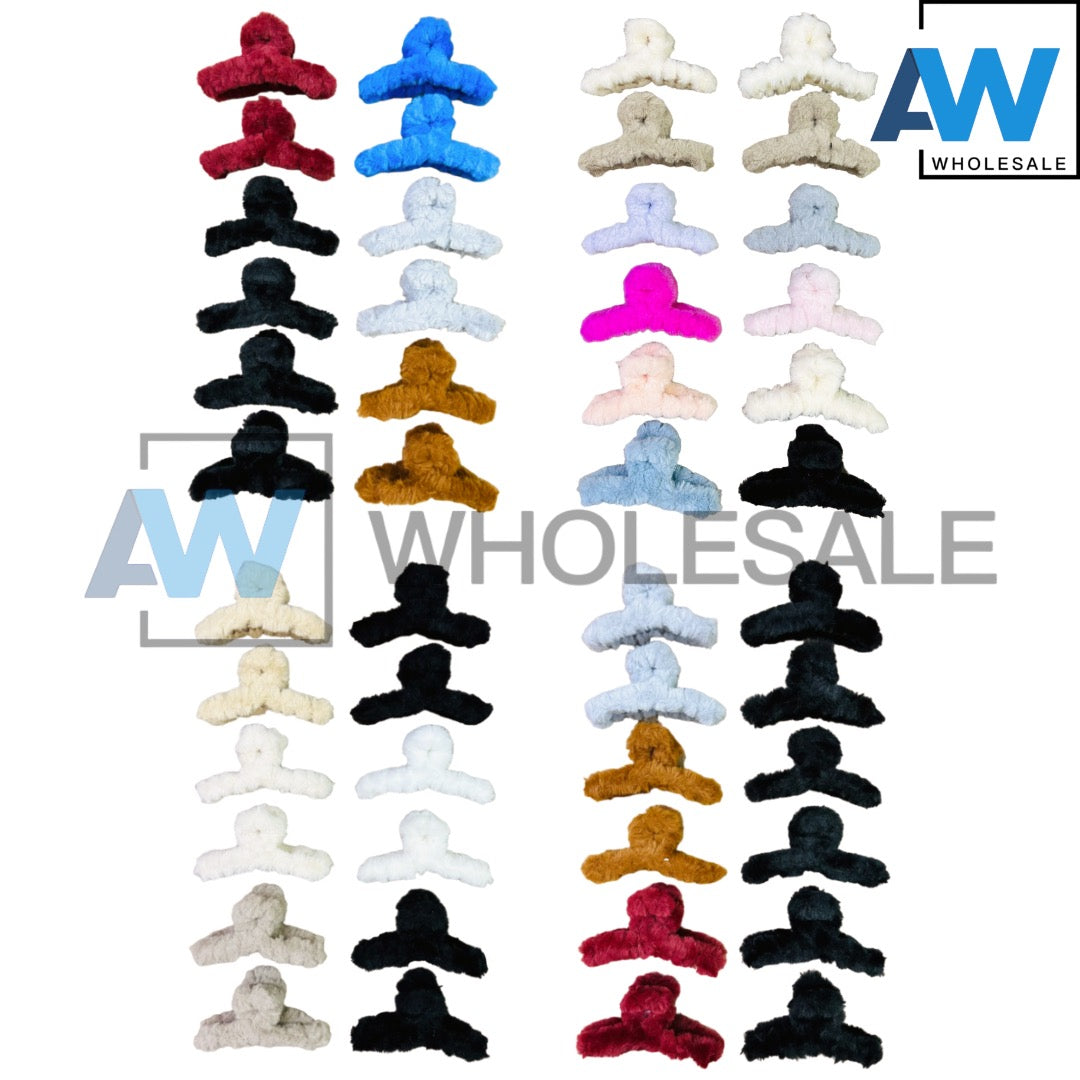 AB-558A (12 pcs) Faux Fur 11 cm Hair Clamps