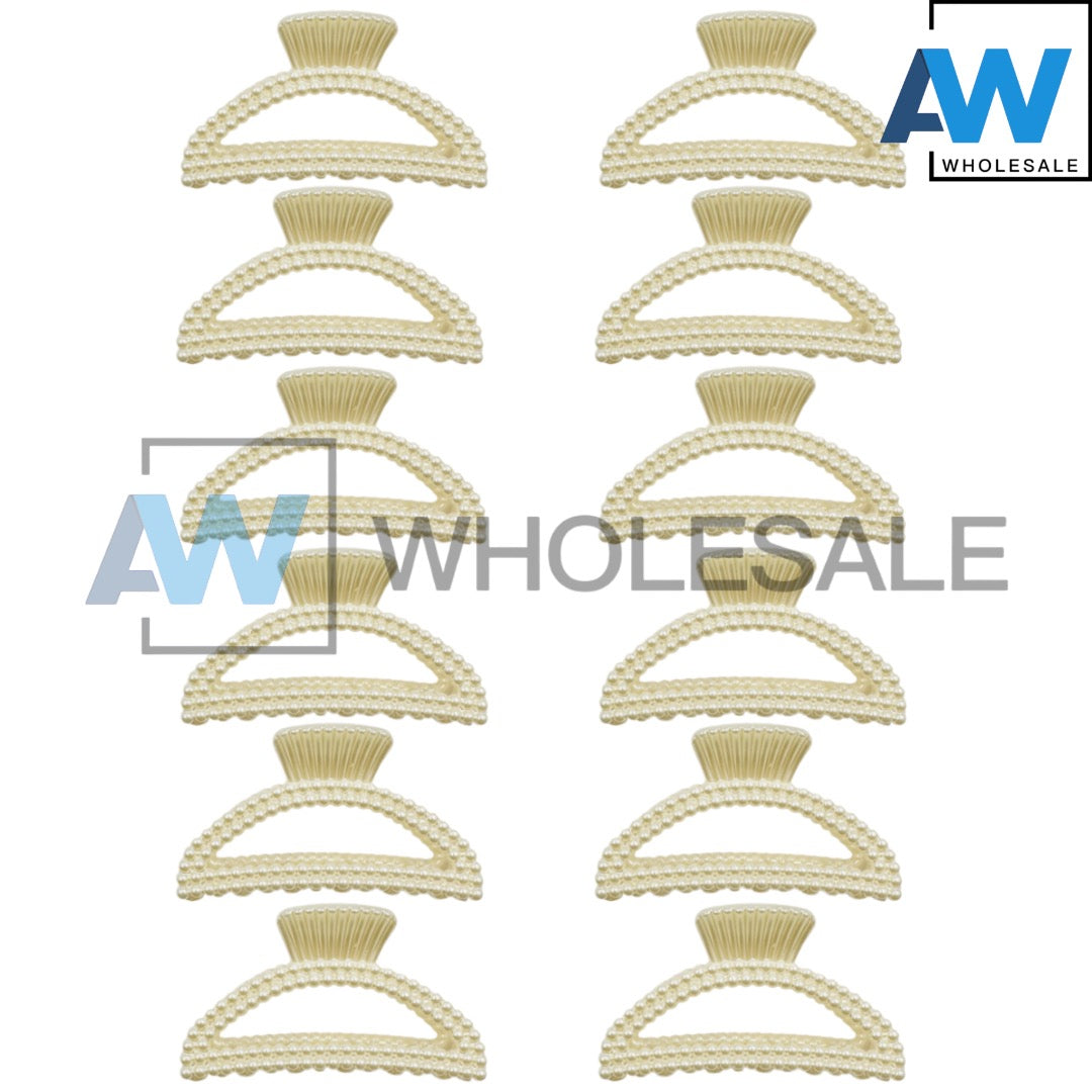 AB-613F (12 pcs) Pearl 9.5 cm Hair Clamps