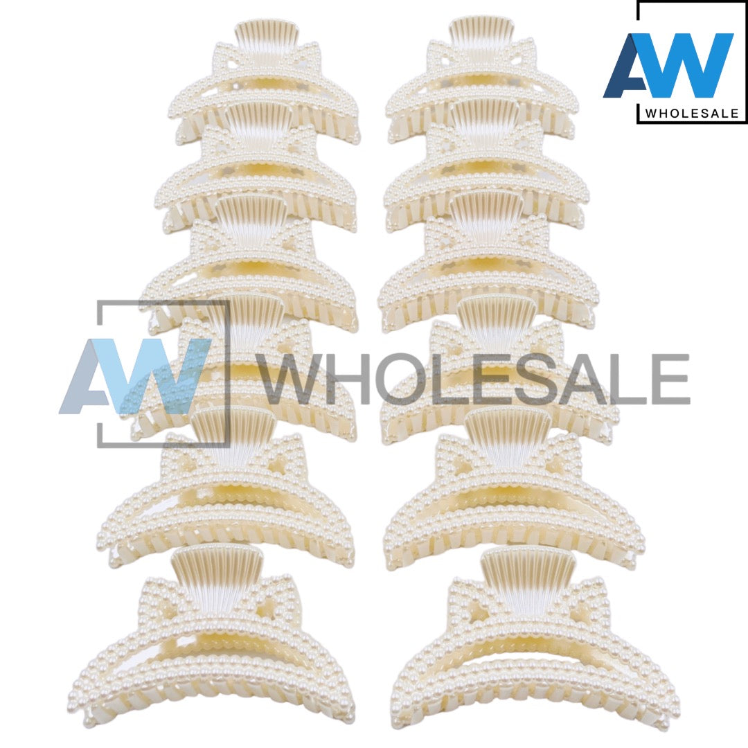 AB-614 (12 pcs) Pearl 10 cm Hair Clamps