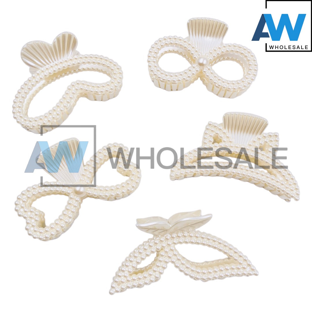 AB-614 (12 pcs) Pearl 10 cm Hair Clamps