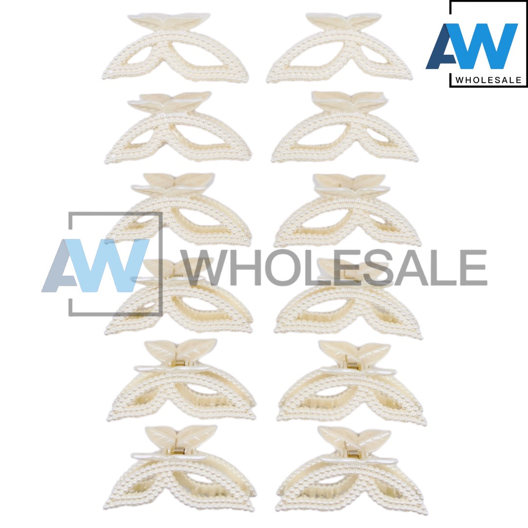 AB-614 (12 pcs) Pearl 10 cm Hair Clamps