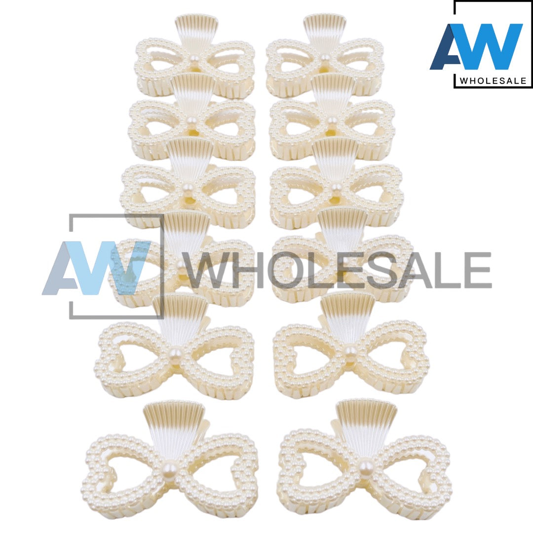 AB-614 (12 pcs) Pearl 10 cm Hair Clamps