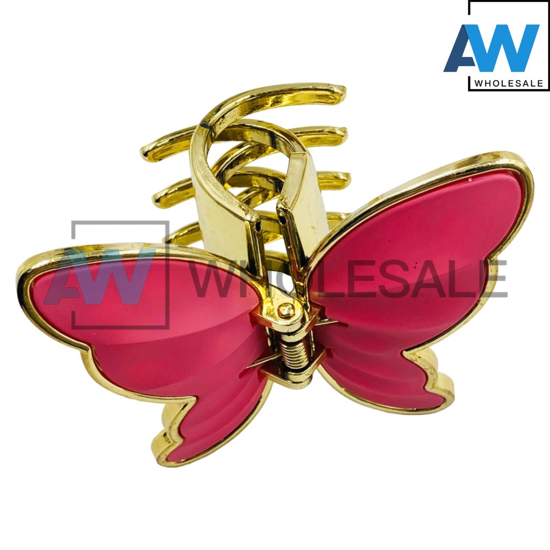 AB-624 (12 pcs) Glossy 8 cm Butterfly Hair Clamps