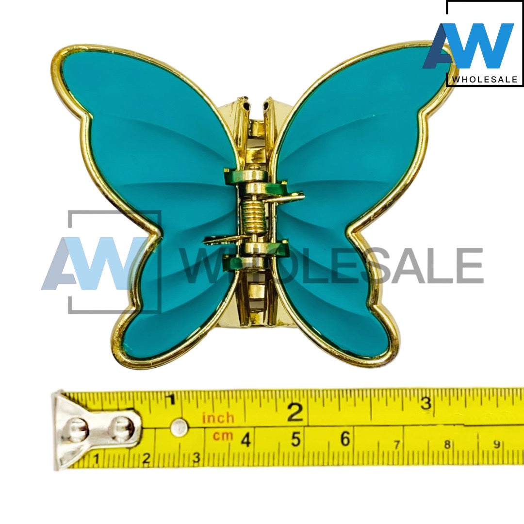AB-624 (12 pcs) Glossy 8 cm Butterfly Hair Clamps