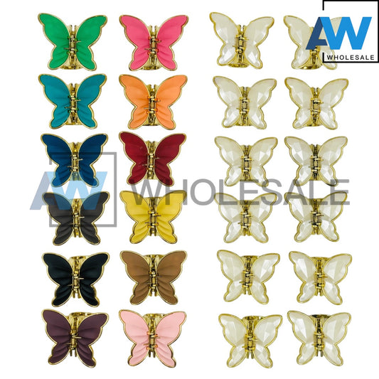AB-624 (12 pcs) Glossy 8 cm Butterfly Hair Clamps