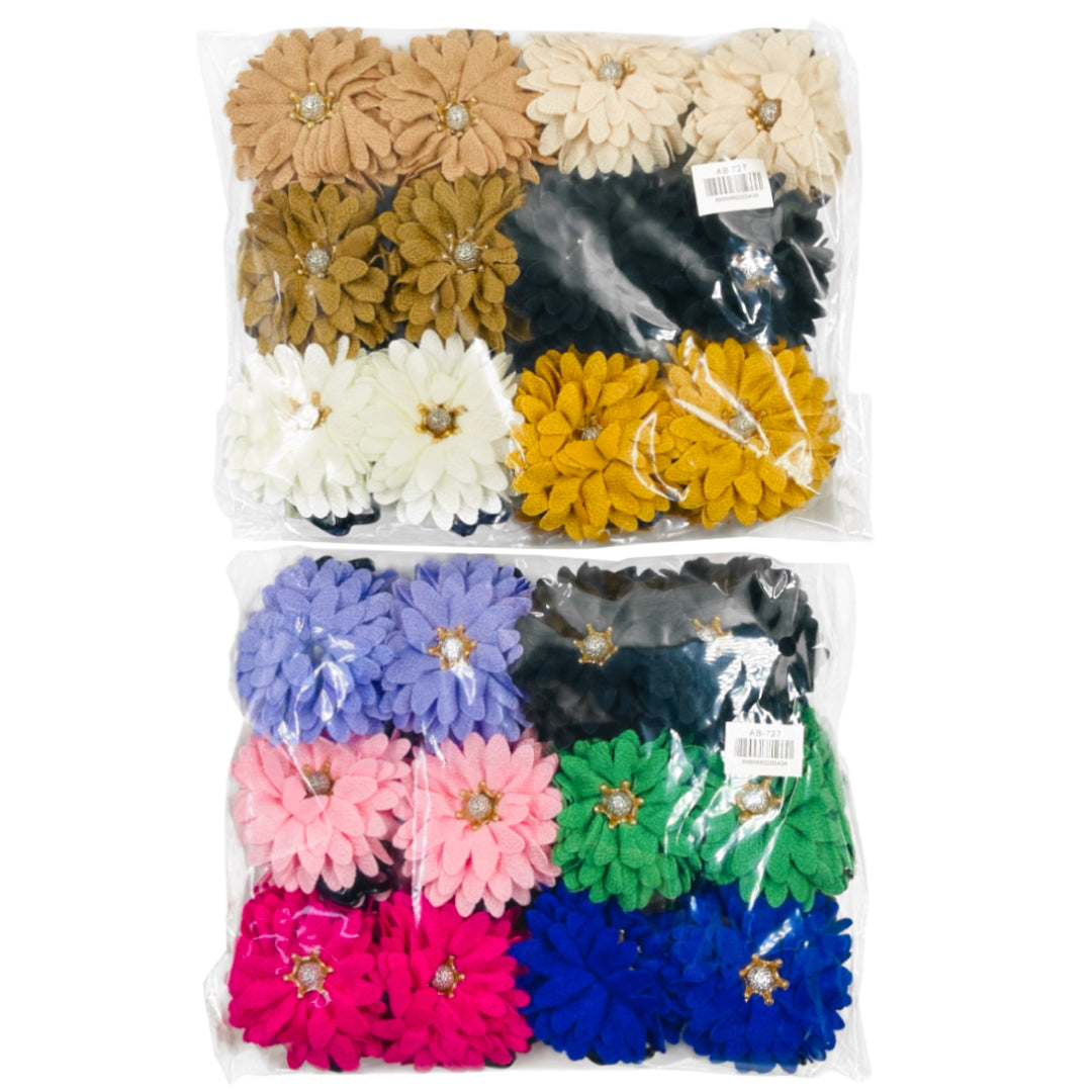 AB-727 (12 pcs) Flower 7 cm Hair Clamps
