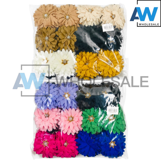 AB-727 (12 pcs) Flower 7 cm Hair Clamps