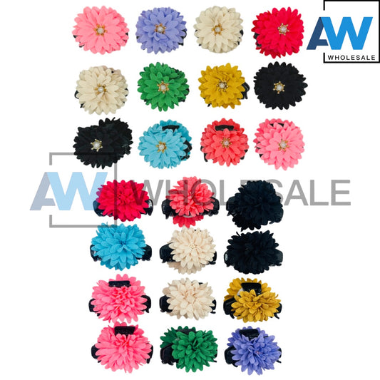 AB-727 (12 pcs) Flower 7 cm Hair Clamps