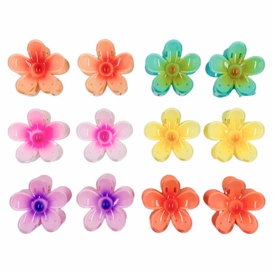 AB-800 (12 pcs) Glossy 8 cm Flower Hair Clamps