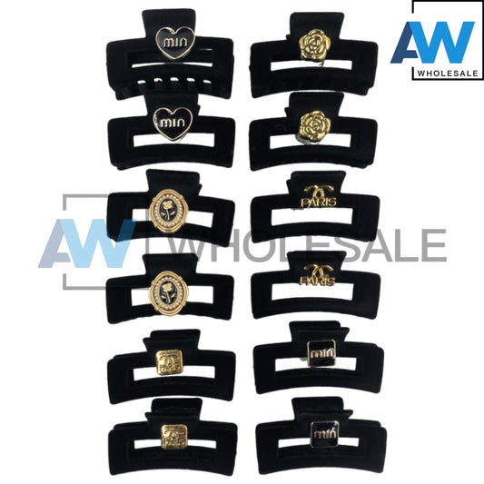 AB-861 (12 pcs) Textured 9 cm Hair Clamps