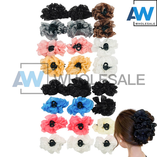 AB-878 (12 pcs) Mini Metal Beads Bow Hair Clamps
