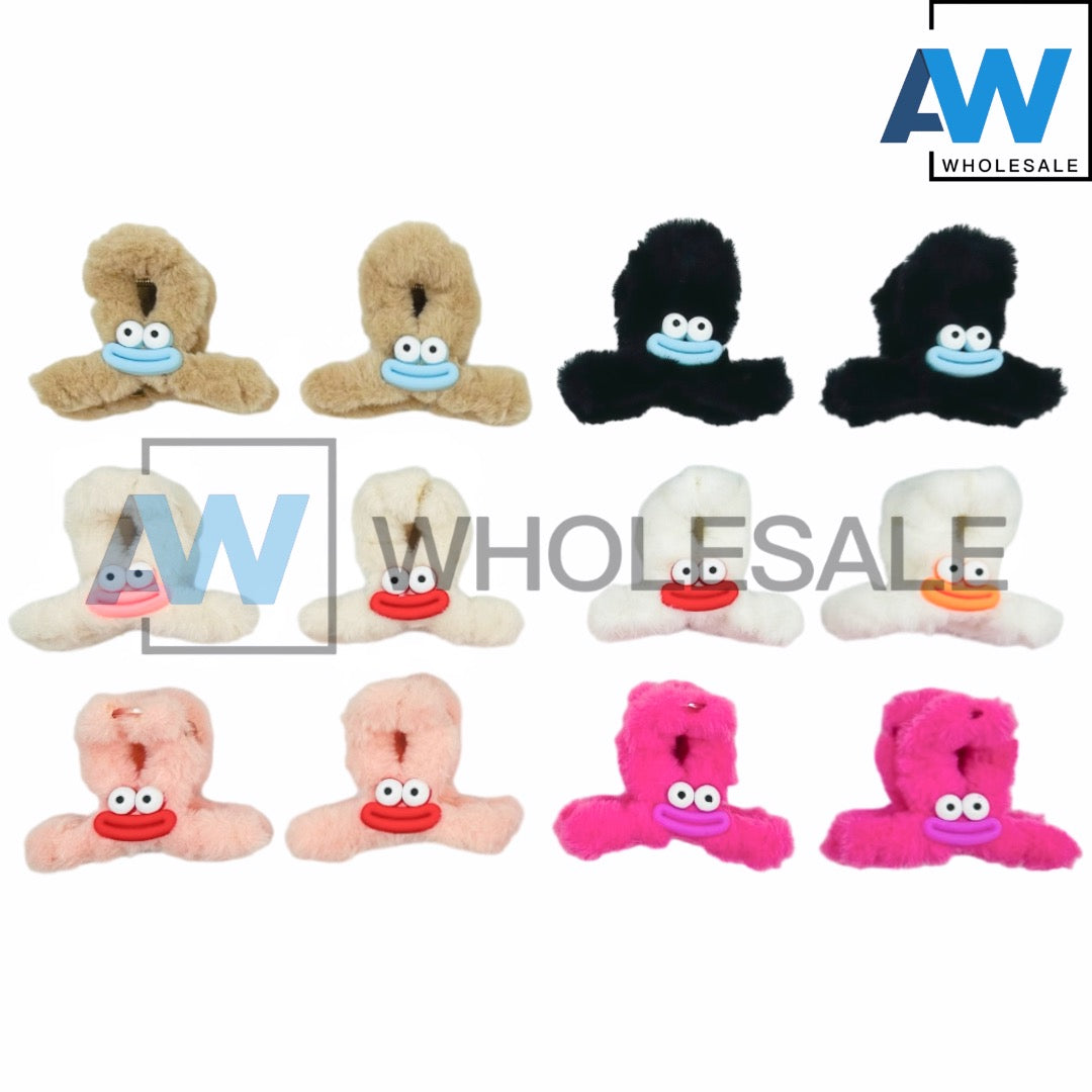 AB-879 (12 pcs) Monster Faux Fur Hair Clamps